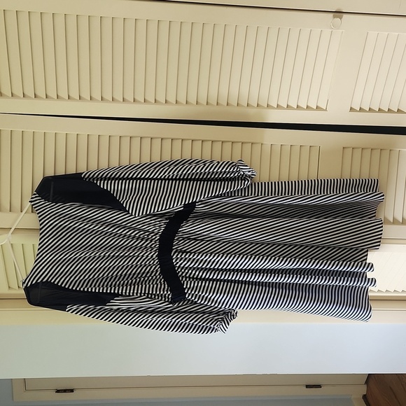 Prabal Gurung x Lane Bryant Navy and White Faux Wrap Midi Dress Plus Size 24 - Picture 9 of 10